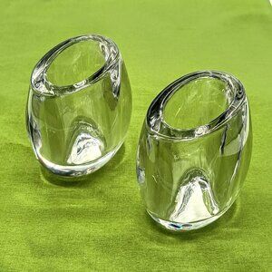 Colonial Candle Cape Cod Clear Glass Oval Candle Holders (2)